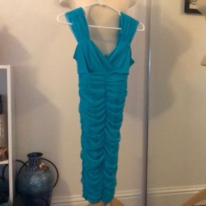 sofia vergara turquoise, ruched dress
